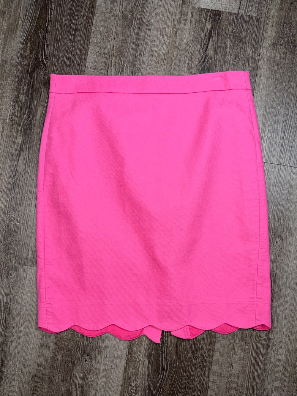J. Crew Barbie Pink Scallop Hem Cotton Summer Pencil Skirt